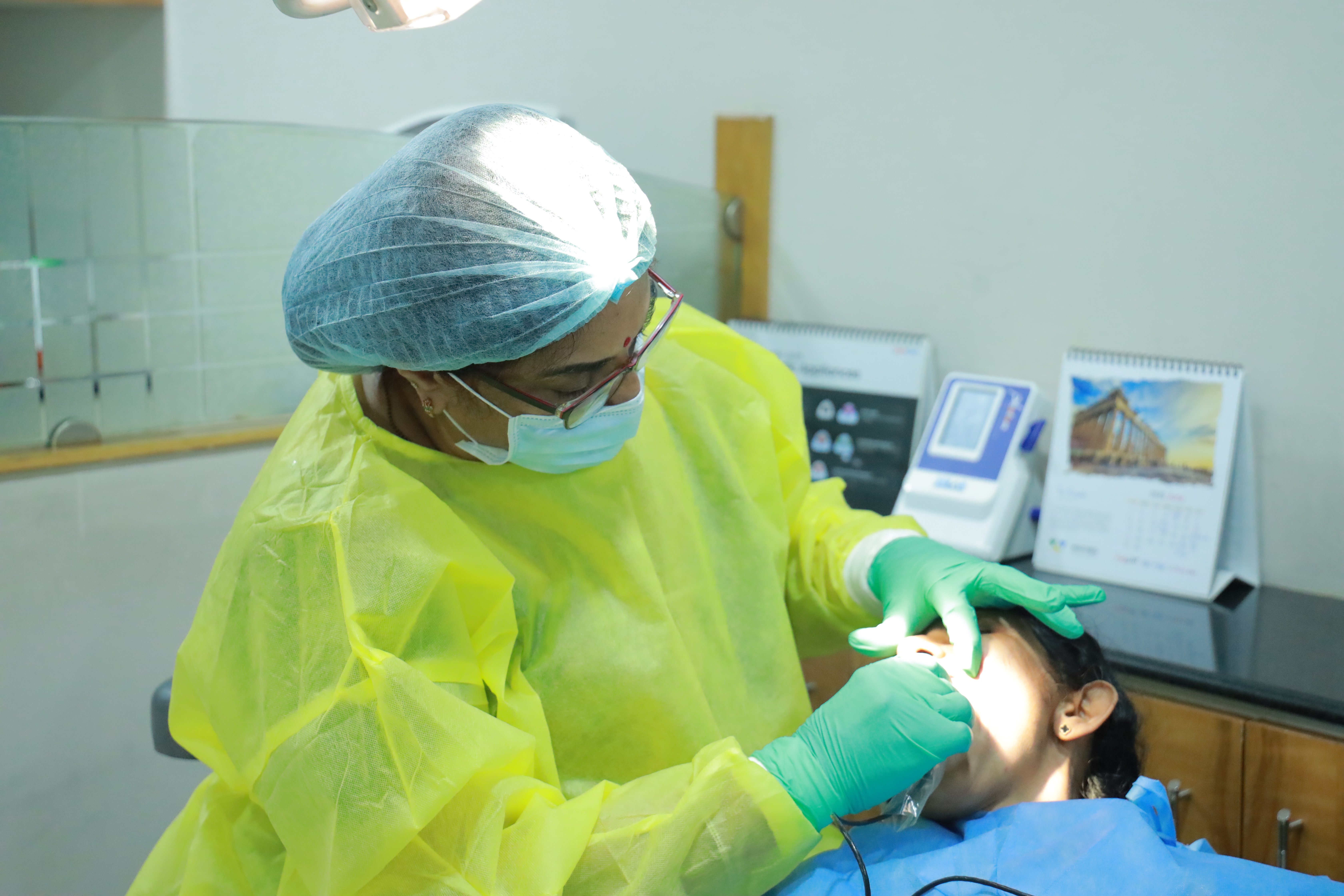 Dentist treating a patient